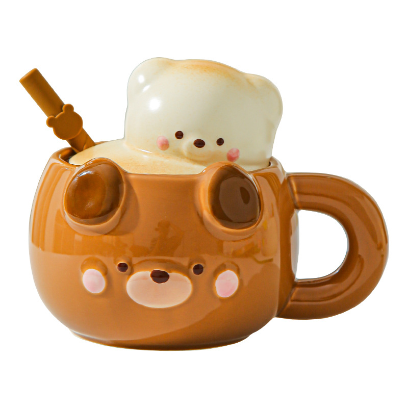 Regalo de cumpleaños para chicas adorables osos tazas de café de agua de alto valor de cerámica regalo de mano