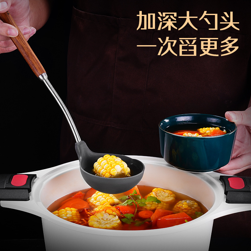 Rosewood non-stick pot silicone spatula cooking spatula high temperature resistant stainless steel household kitchenware medical rice stone pot silicone spatula