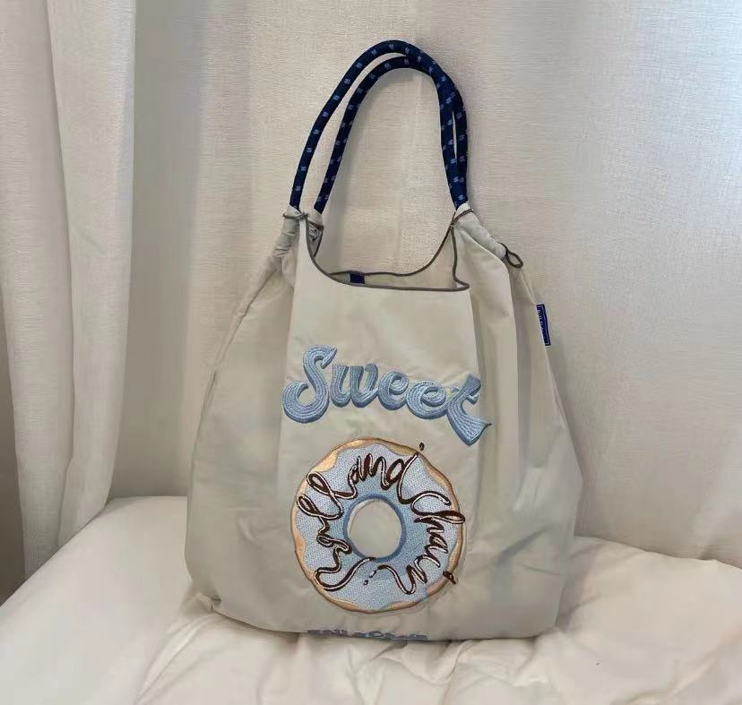 Bolsa de compras impermeable bordada, bolso de nailon, bolso de lona, bolso de tela informal, bolso de mujer, bolso de hombro de gran capacidad, ultraligero image 14