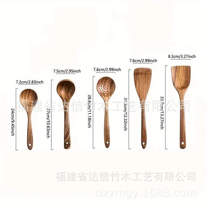Juego de 9 piezas de acacia transfronteriza, herramientas de cocina, juego de utensilios de cocina, cuchara de madera para mezclar, pala de ensalada de teca para mezclar acacia