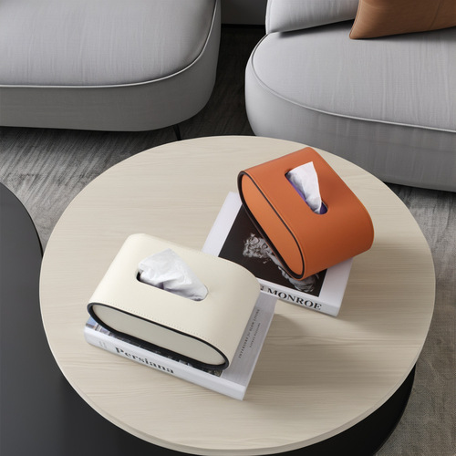 Tissue Box Living Room High-End Light Luxury Household Pull-out Tissue Multifunctional Modern Desktop Coffee Table Elliptical Remote Control Storage Box