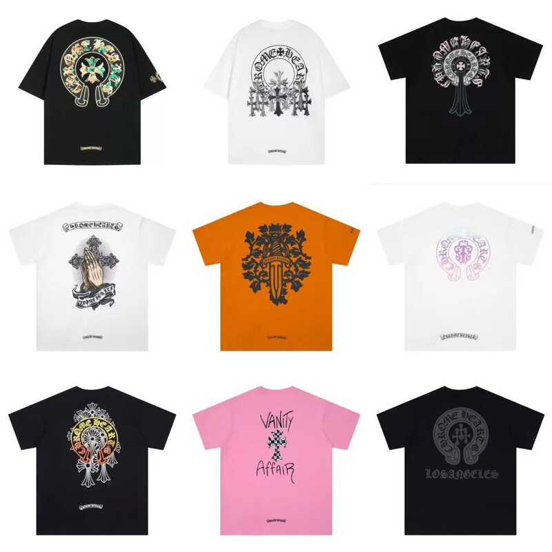 New Chrome Heart Summer Fashion Brand Short-Sleeved European and American Street Style Short-Sleeved T-Shirt Series for Men and Women New Chrome Heart Summer Fashion Brand Short-Sleeved European and American Street Style Short-Sleeved T-Shirt Series for Men and Women