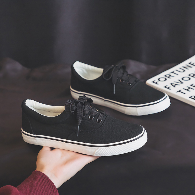 2026 primavera zapatos de lona de color sólido mujer coreana estilo universal zapatos blancos pequeños zapatos casuales transpirables zapatos de patineta