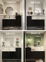 橡木輕奢浴室櫃組合法式復古衛生間洗漱台洗臉盆衛浴櫃M112h