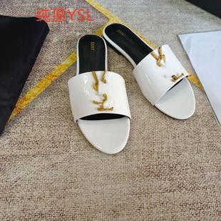 Shengjia 2025 High-Quality New European and American Flats Fashion Classic Letter Logo Midsummer Slippers