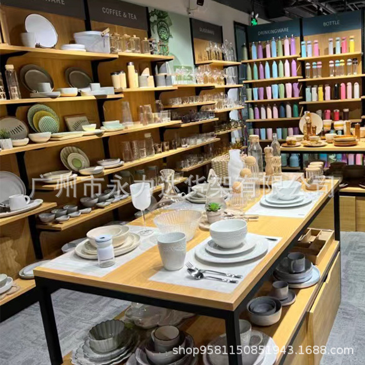 공장 공급 세라믹 그릇 접시 디스플레이 랙 매일 식기 주방 강철 목재 선반 일일 필수품 디스플레이 랙