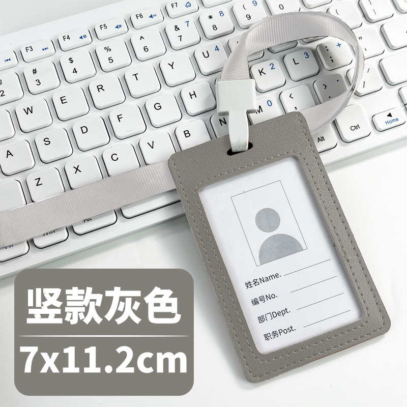 LOGO enviar tarjeta de papel de impresión listado titular de la tarjeta al por mayor En stock titular de la tarjeta de permiso de trabajo de cuero pu con cordón se puede personalizar