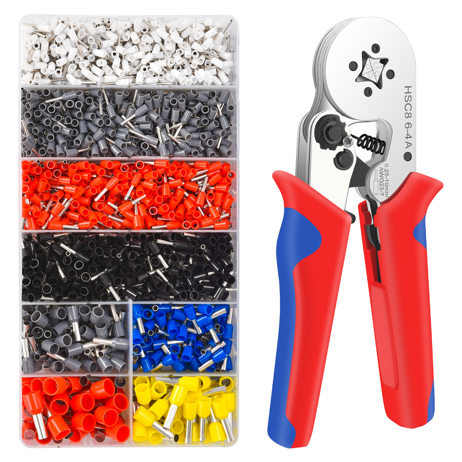 HSC8 6 - 4A pinza de alambre terminal conjunto de herramientas pinzas de presión en frío manuales europeas de ahorro de mano de obra pinzas de crimpado de trinquete