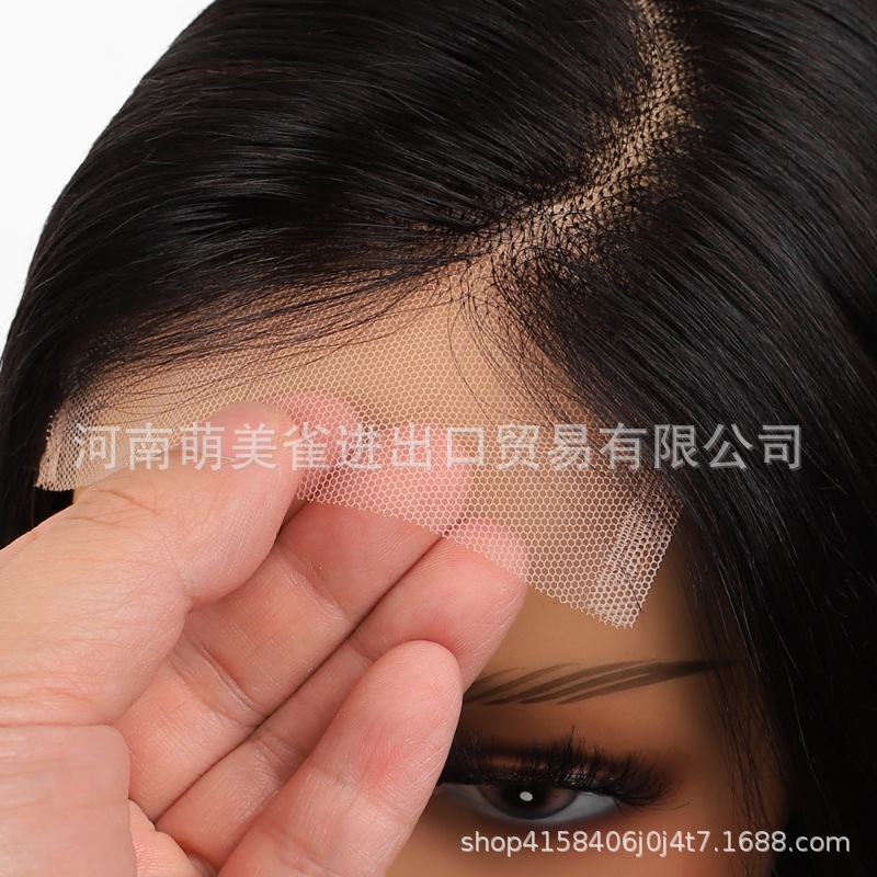 12inch4X4 encaje bob casco corto bloque de cabello pequeño bob corto cabello real cabello comercio exterior cubierta de luna creciente bob