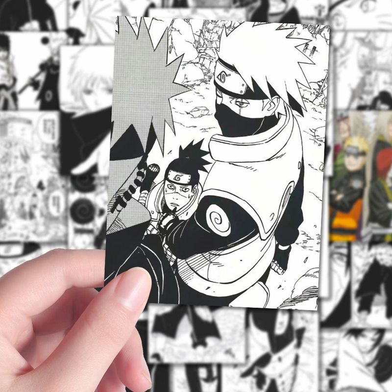 [アクティブ] 忍者ナルト白黒コミックアニメーション周辺クリエイティブ携帯電話デスクトップ装飾ハンドブックステッカー|undefined