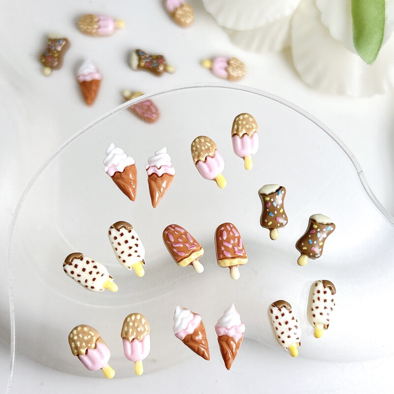 Fun Design Personalized Nail Art Jewelry Cone Ice Cream Ice Cream Simple Resin Ear Studs Resin Simulation Ice Cream