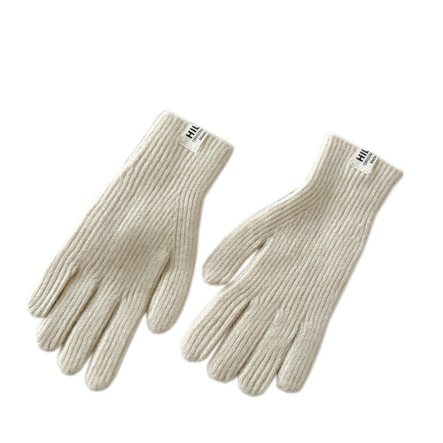 Solid color two-finger fingerless touch screen knitted gloves for women in autumn and winter, warm and fashionable, versatile student men's and women's woolen gloves