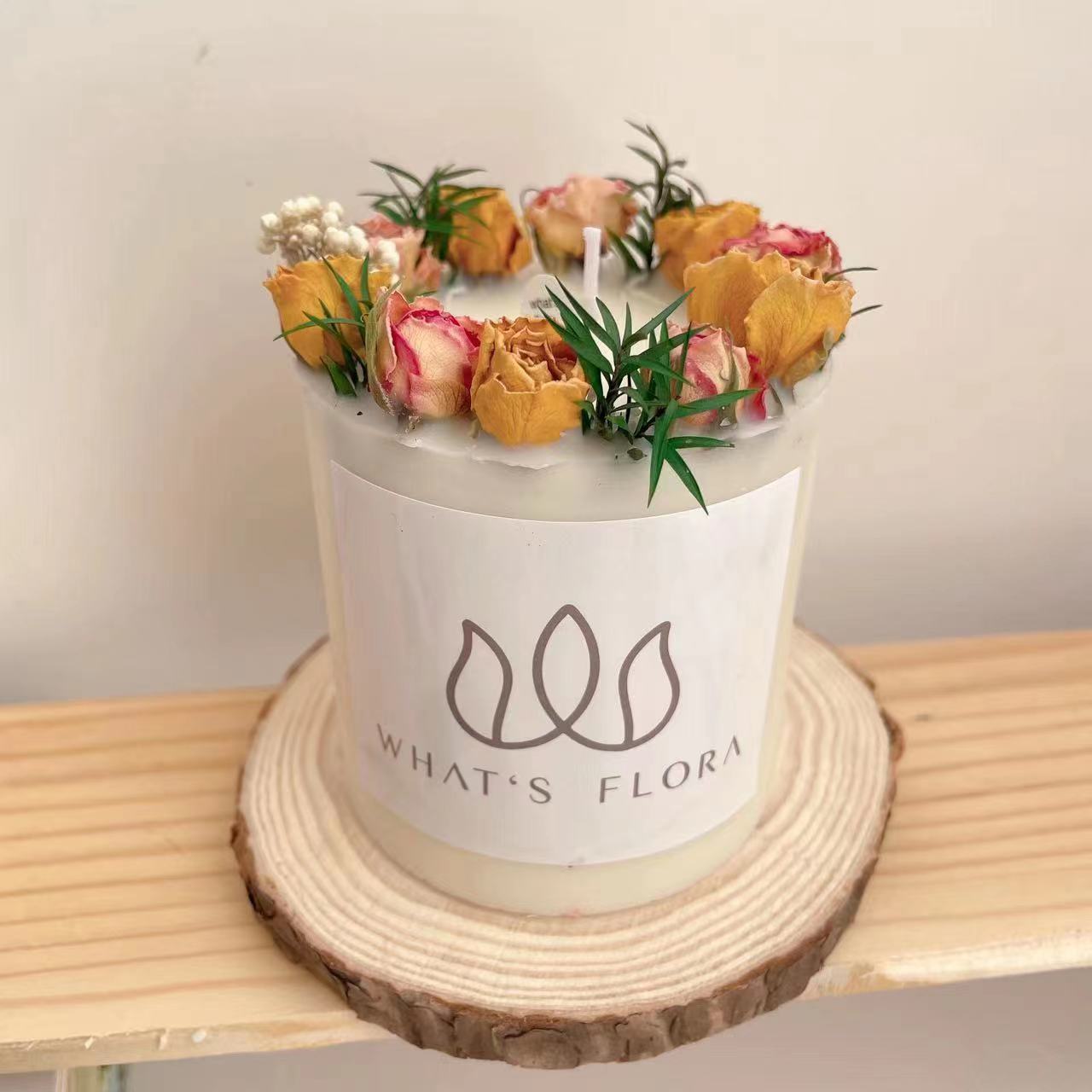 Cross-border ins columnar flor inmortal flor seca rosa en relieve cera de banano cera de soja decoración del hogar