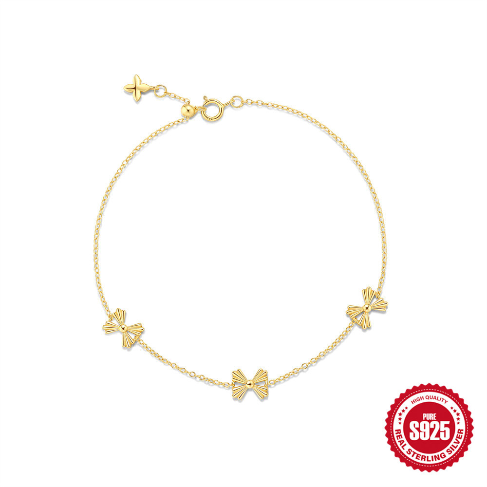 Nueva moda s925 lazo de plata de ley, diseño de nicho simple, personalidad de alta gama, pulsera de pila versátil