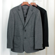 13支机织单面尼加里衬山羊绒外套男牛角扣西装领羊毛中老年尼大衣