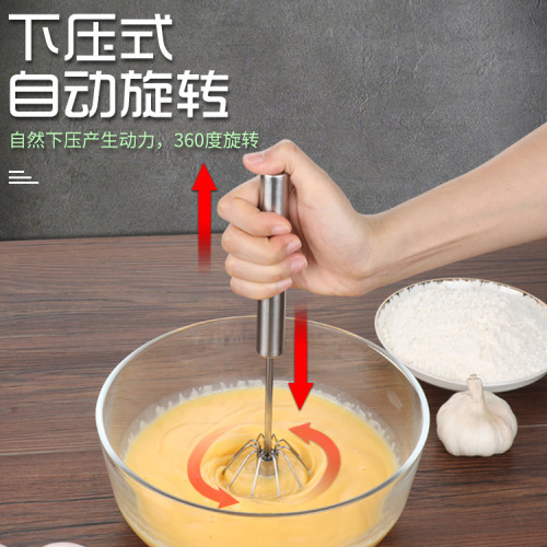 Baking Tool: Stainless Steel Thickened Whisk, Semi-Automatic Mixer, Manual Mini Silicone Whipper