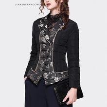 可2025秋提花拼接羽绒服外套女轻薄款设计感短款羽绒衣棉袄