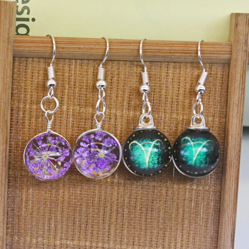 Daily Occasion 1 Pair IG Style Casual Dried Flower Glass Glass Drop Earrings