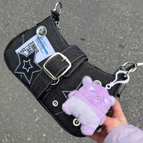 Star denim armpit bag new fashion trend niche design crescent bag canvas handbag chain bag wholesale