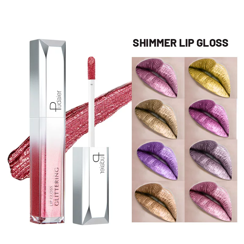 Lip Gloss (Pudaier) Shimmer Pearl Nourishing, 18 Colors, Lip-Volume Enhancing, European Style