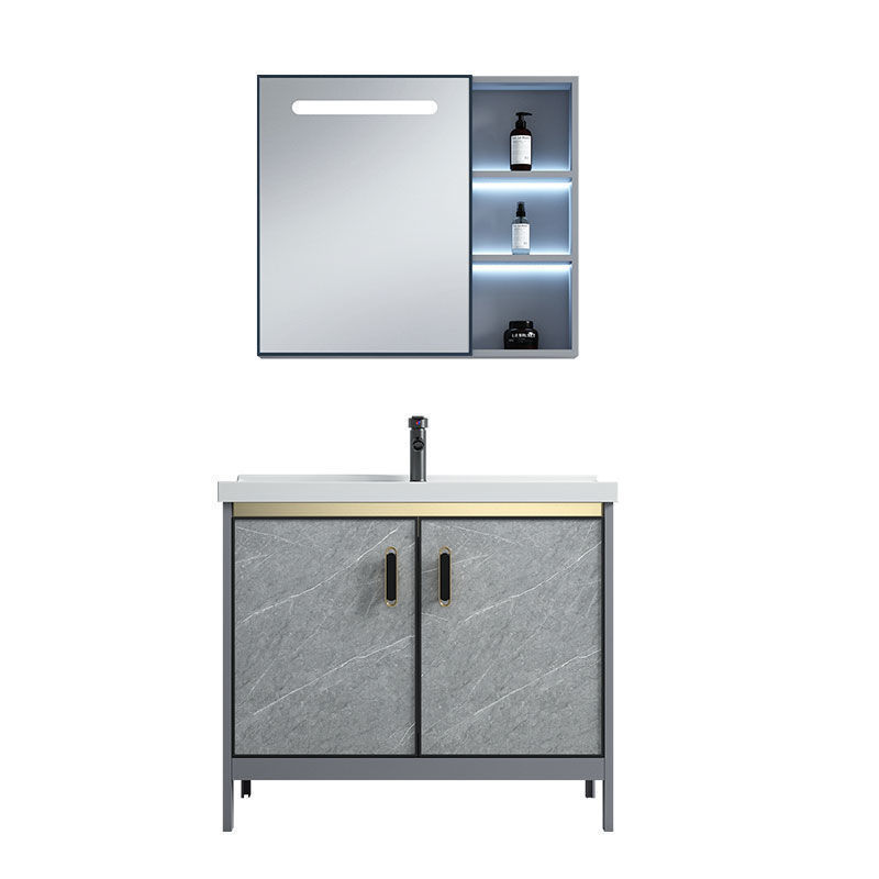 Floor-Standing Washbasin Cabinet Combination Bathroom Space Aluminum Bathroom Cabinet Integrated Ceramic Washbasin Balcony Washbasin