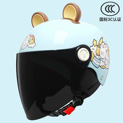 Summer Electric Motorcycle Half Helmet | Motosiklet kaskı (dəbilqə) - dream-rabbit-3-16-years-old-can-be-worn-long-sun-protection-mirror-detachable-ear-protection