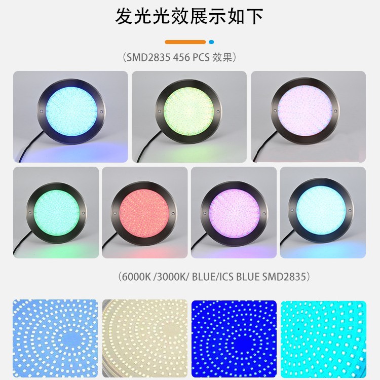 Luz de piscina de acero inoxidable IP68 pared ultra delgada lámpara submarina aplicación inteligente lleno de pegamento completo lámpara de fondo de agua 4 líneas DC12V image 5