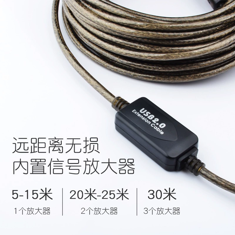 USB 2.0 удлинительный кабель A→A с усилителем сигнала, плетёный PVC, Taiwan Tang Ming FE1.1s, длины 3–30 м