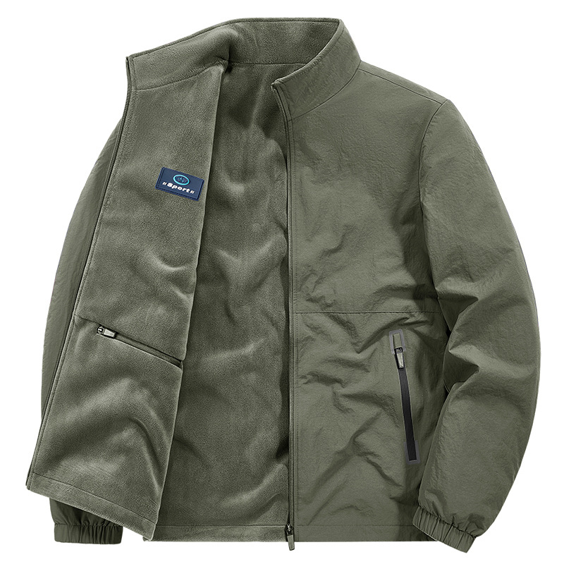 Giacca antivento reversibile da uomo con fodera in pile - Capospalla invernale da 450 g, stile executive, doppio uso (nero, cachi, grigio scuro, blu navy)_voghion.com