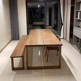 北美白蜡木餐桌现代实木大板桌红橡木莫比恩书法桌茶桌家用饭桌子