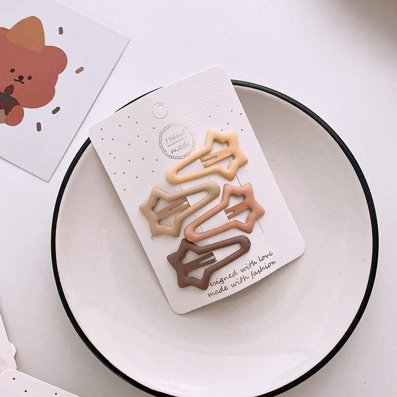 15g Weight Hair Clip Hair Accessories Type 1 Set Quantity Holiday, Daily, Selfie Occasion Metal Material Geometric Pattern Women's Gender Sweet Style New One Card 4 Versatile Basic Frosted Dripping Cream Tea Color BB Clip Five Stars Lovely Heart-Shaped Hair Clips Hair Accessories 10