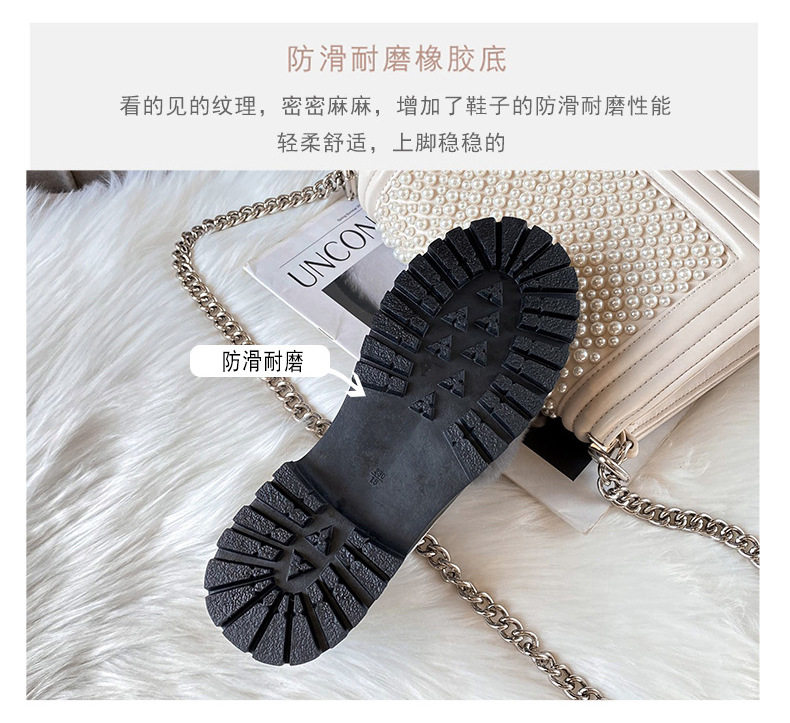 Giày búp bê nữ lót lông giữ ấm đế dày gót 3-5 cm — Màu xám, Màu đen chi tiết 12