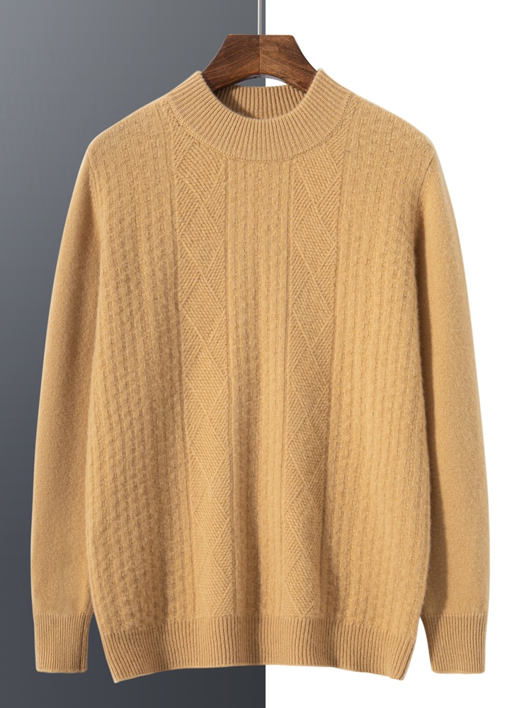 Autumn and Winter new jacquard round neck cashmere sweater men's woolen sweater cashmere warm sweater pullover sweater sweater