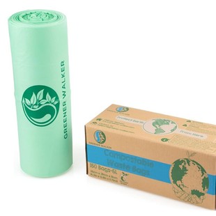 Fully Degradable Kitchen Waste Bags, Roll-Type Flat Mouth Household Corn Starch Garbage Bags, Eco-Friendly and Biodegradable for Pets and Dogs