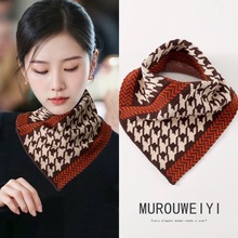 100%针织脖套秋冬新款三角巾围脖女士保暖护颈椎韩版百搭防寒围巾