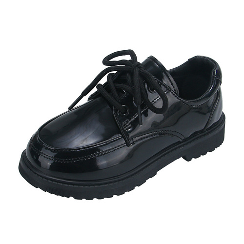 Boys' Soft Sole Leather Shoes Spring and Autumn New Arrival Black Children's Medium and Large Size School Performance Shoes