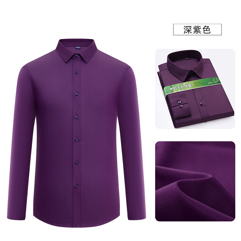 2025 otoño camisa de mangas largas sin marcas sin quemar camisa de fibra de bambú elástica corporativa casual hombre de mangas largas
