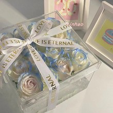亚克力花盒diy包装盒装放花的情人节礼盒空盒透明玫瑰鲜花收纳盒