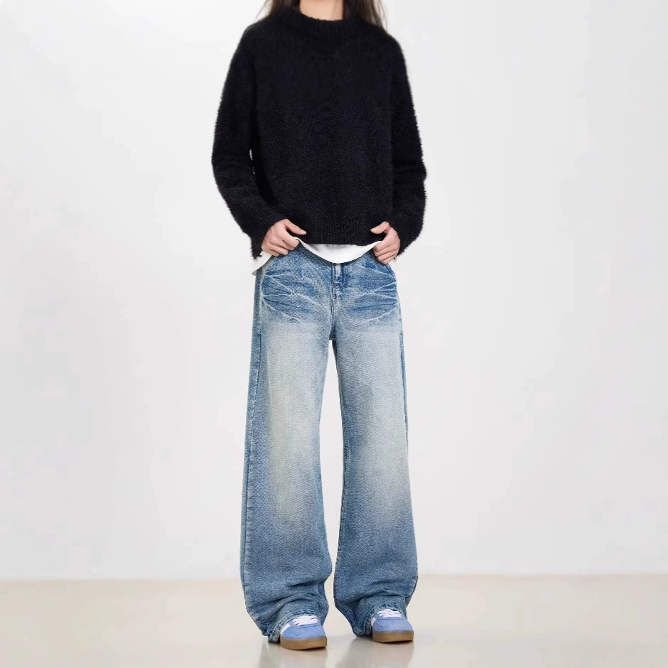 Джинсы для отдыха, модные брюки, американский стиль, оверсайз, свободный крой