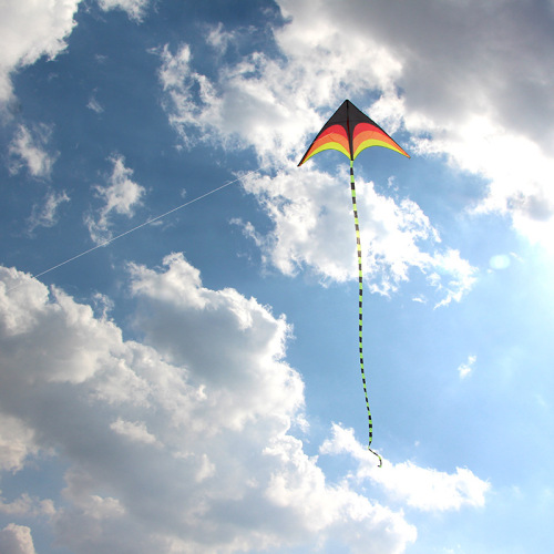 Weifang Kite Wholesale Foreign Trade Hongyun Prairie Kite 2 meters 2.8 meters grassland rainbow triangle easy to fly in the breeze