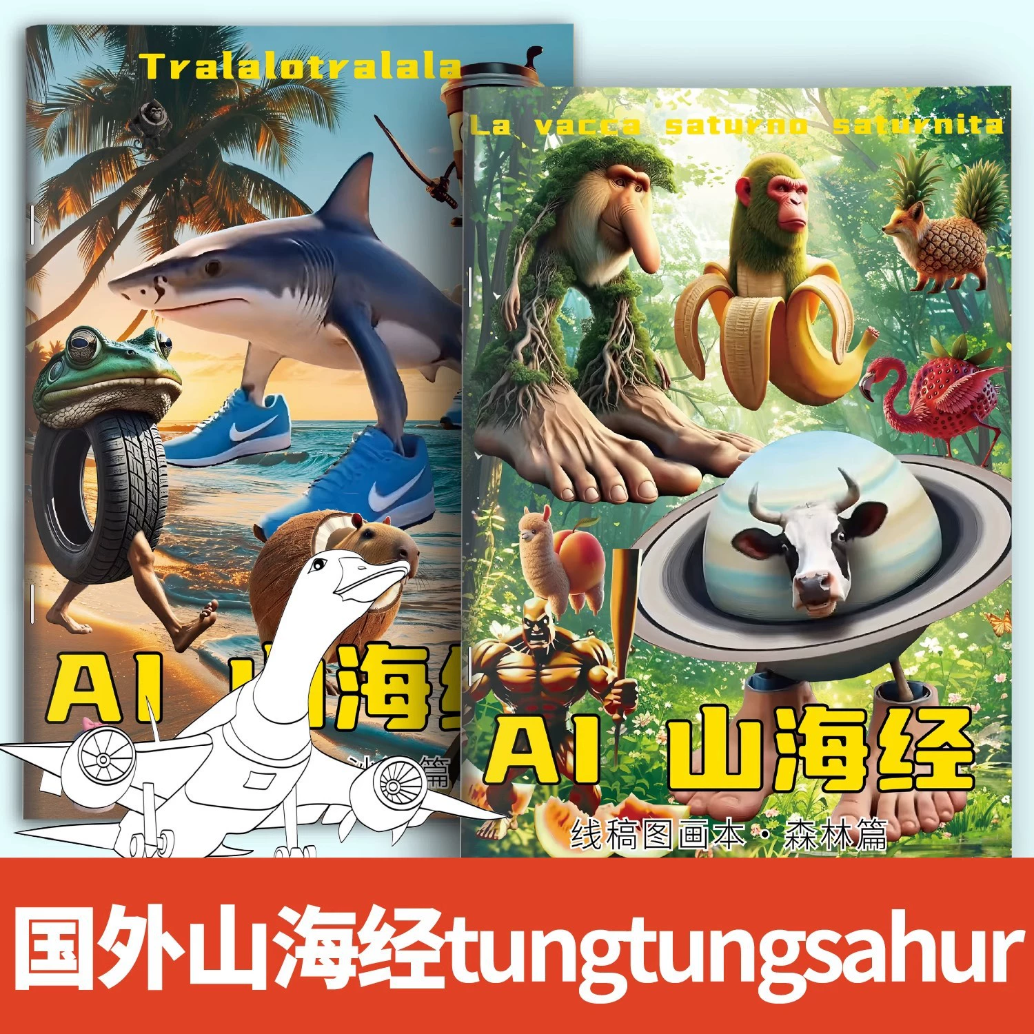 Заграничный Shanhaijing горы и море классический tungtungsahur деревянный человечек, описание акулы, абстрактный граффити-альбом для рисования