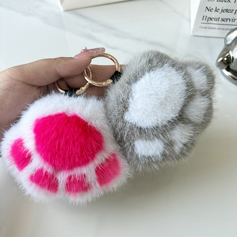 Lindo gatito garra felpa coche llavero accesorios colgantes ins celebridad de Internet bolsa de felpa mochila escolar colgante regalo