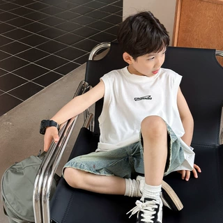 儿童背心T恤男童无袖夏装2026夏季童装新款男孩宽松洋气坎肩上衣t