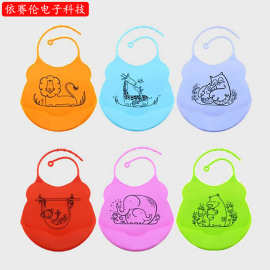宝宝硅胶口水兜婴儿防脏防水防污迹兜卡通口水巾 旋转母婴围嘴兜