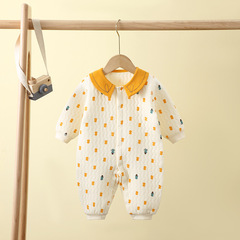 嬰兒夾棉連體衣秋冬季新生兒保暖衣服純棉男女寶寶哈衣新生爬爬服