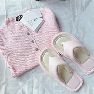 2025 New Style Small Fragrant Soft Leather Flat Slippers for Women Summer Outer Wear Color Matching Flip-Flops Half Slippers Sandals