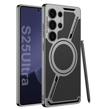 GKK跨境适用三星S25Ultra手机壳Z壳无线充电镀素皮创意简约保护套