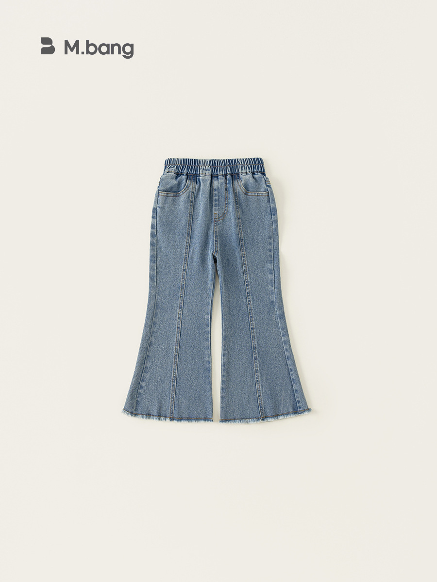 Ropa para niños Youbao, pantalones para niñas, pantalones largos para niños medianos y grandes, pantalones acampanados versátiles, vaqueros informales para niñas, primavera y otoño, nuevo estilo image 1