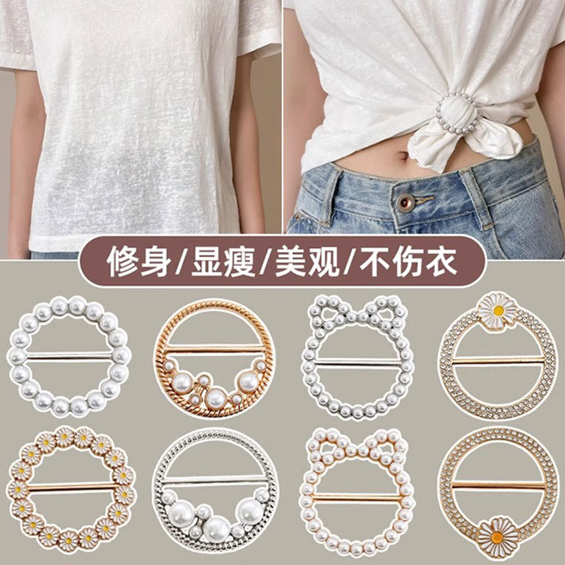 Broche de alta gama con incrustaciones de diamantes, broche de aleación con hebilla de toalla de seda para mujer, broche de moda, temperamento de perlas de todo fósforo, broche de diamantes de imitación al por mayor