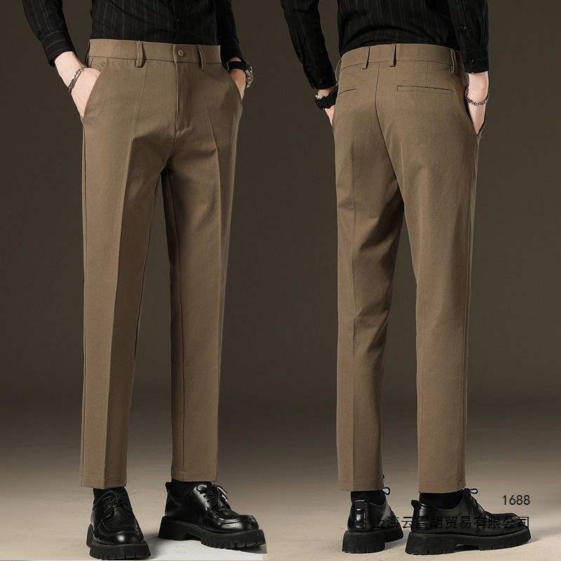 Summer Style Brown Men's Slim-Fit Straight-Leg Wrinkle-Resistant Business Formal Nine-Point Casual Suit Pants Summer Style Brown Men's Slim-Fit Straight-Leg Wrinkle-Resistant Business Formal Nine-Point Casual Suit Pants